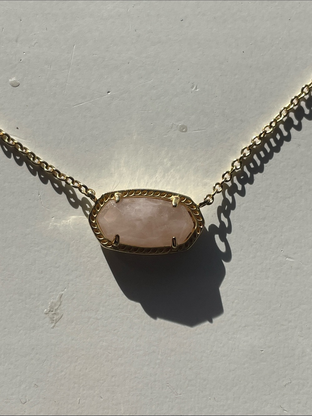 Kendra Scott 14k Gold Plated Necklace With Rose Quartz Pendant